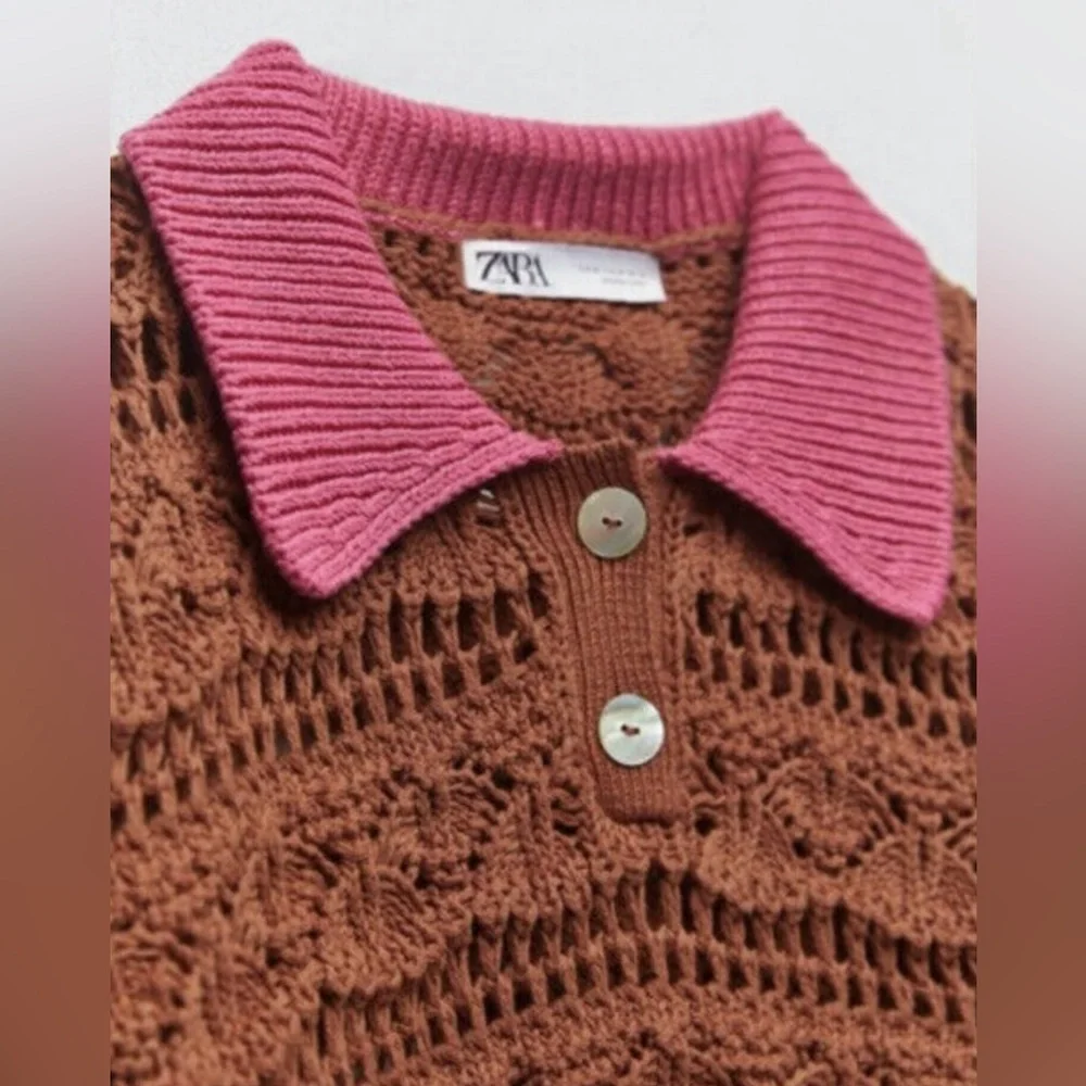 ZARA POINTELLE CROCHETED CROP TOP